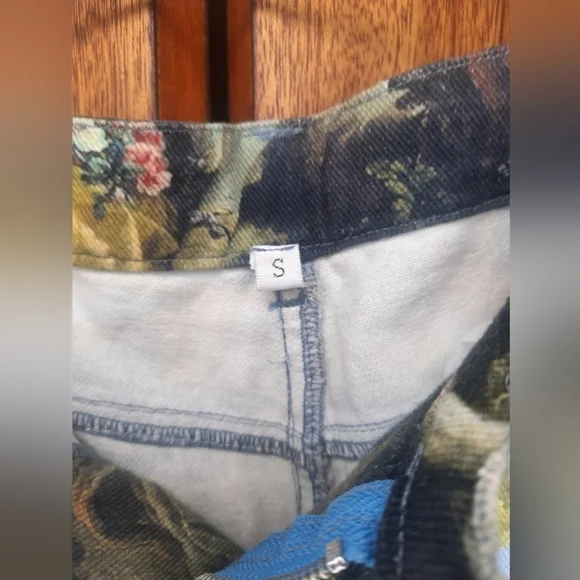 ISO Dolls Kill Wide Leg Pants with Multicolor Renaissance Print - Picture 5 of 6